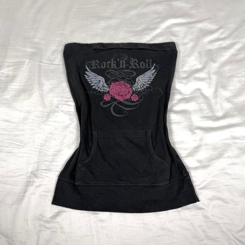Vintage y2k Fang black grunge emo goth tube top